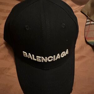 Balenciaga Black Baseball Cap with White Embroidered Logo